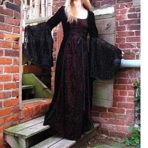 Vtg Lip Service Sz M Gothic Renaissance Velvet Dress Whimsigoth Vampire Rare